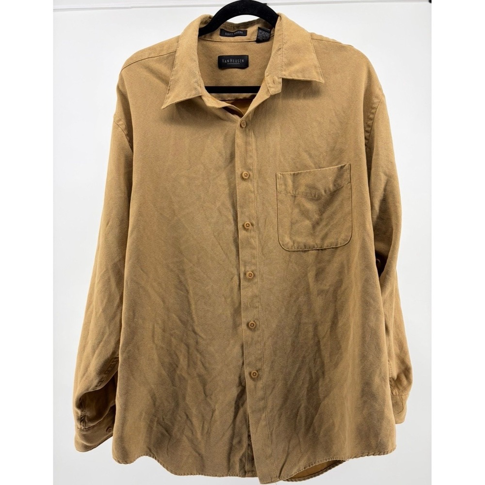 Van Heusen, Faux Soft Suede Long Sleeve Button Down Shirt, Men Sz  L (16-16 1/2)